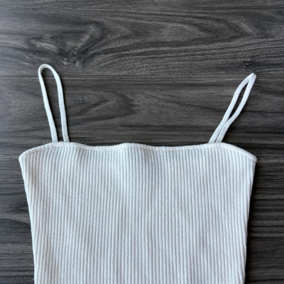 Windsor White Trendy Vibe Asymmetric Ribbed Knit Top XS Square Neck - Picture 10 of 10